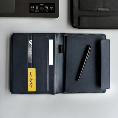 ALCANTARA, portfolio sa notesom a5 u poklon kutiji, plavi