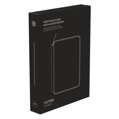FUTRO, portfolio sa notesom a5 u poklon kutiji, crni