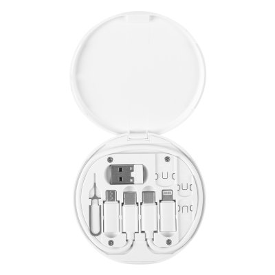 STOCK, plastična kutija sa adapterima i držač za mobilni telefon, bela