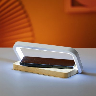 LANTERN, bežični punjač 15w i držač telefona sa lampom, bež