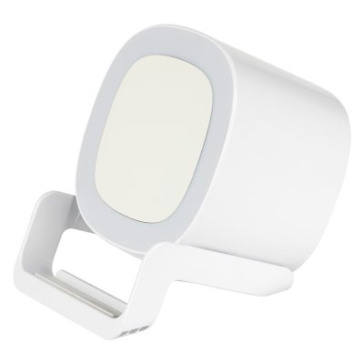 CALISTO, bežični zvučnik 5w, bežični punjač 15w, držač za telefon i lampa, beli