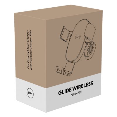 GLIDE WIRELESS, držač i bežični punjač mobilnih telefona za automobil, 15w, crni