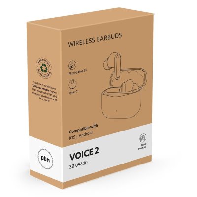 VOICE 2, bežične stereo slušalice, crna