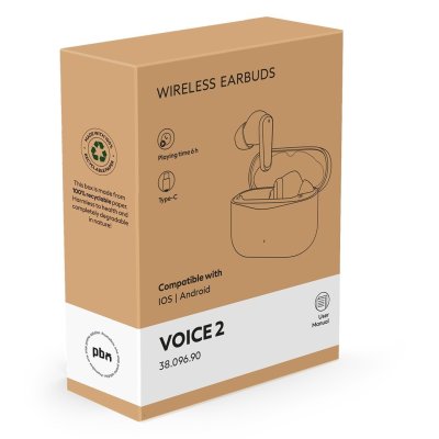 VOICE 2, bežične stereo slušalice, bela