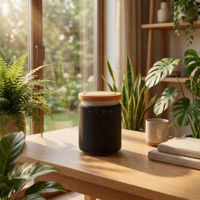 RUMBA, bežični zvučnik, 5w i bežični punjač, 15w, sa rgb svetlom, crni