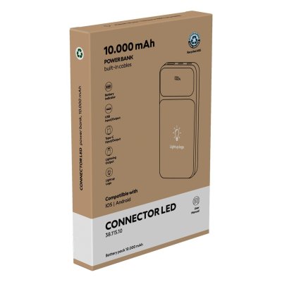 CONNECTOR LED, pomoćna baterija, 10.000 mah, crna