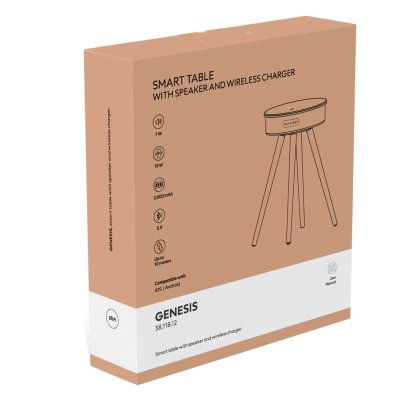 GENESIS, sto sa zvučnikom i bežičnim punjačem, 15w, sivi