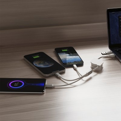 FLASH 60W 6IN1, usb type-c kabl za punjenje i prenos podataka, 6 u 1, 60w, beli