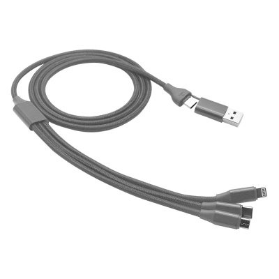 FLET 60W 6IN1, usb type-c kabl za punjenje i prenos podataka, 6 u 1, 60w, tamno sivi