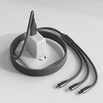 FLET 60W 6IN1, usb type-c kabl za punjenje i prenos podataka, 6 u 1, 60w, tamno sivi