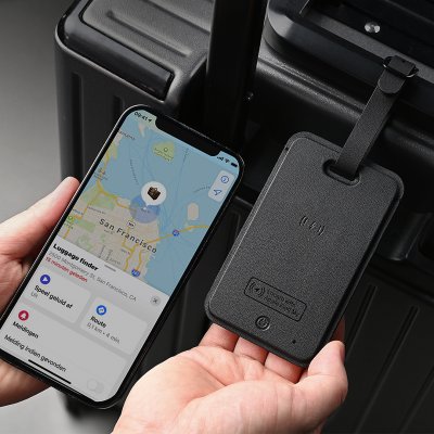 LUGGAGE FINDER, identifikaciona kartica za putnu torbu sa funkcijom lociranja, crni