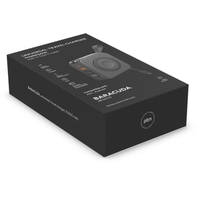 BARACUDA, univerzalni putni punjač pomoćna baterija, 10.000 mah, pd 20w, magsafe, crna