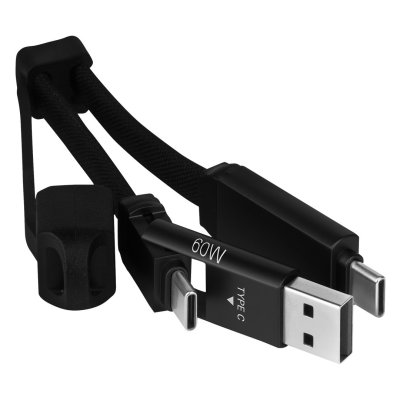 FELIX 2IN1, usb type-c kabl-privezak, 2 u 1, 60w, crni