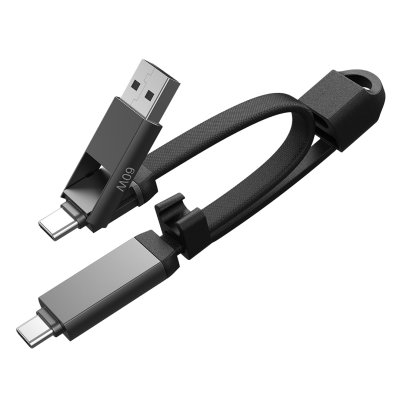 FELIX 2IN1, usb type-c kabl za punjenje i prenos podataka, sa funkcijom priveska za ključeve, 2 u 1, 60w, crni