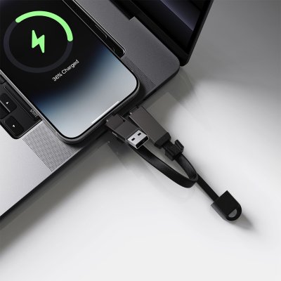 FELIX 2IN1, usb type-c kabl za punjenje i prenos podataka, sa funkcijom priveska za ključeve, 2 u 1, 60w, crni