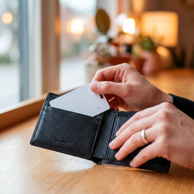 DERAX CARD, kartica sa funkcijom lociranja, apple findmy, bela