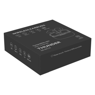 THUNDER, bežične stereo slušalice, crne