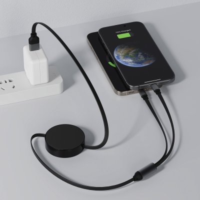 MAX 2IN1, usb type-c kabl za punjenje i prenos podataka, 2 u 1, 100w, crni