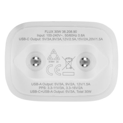 FLUX 30W, zidni punjač 30w, beli