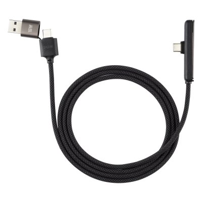 GEIGER 2IN1, usb type-c kabl za punjenje i prenos podataka, sa rotirajućim držačem za mobilne uređaje, 2 u 1, 240w, crni