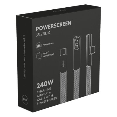 POWERSCREEN, type-c kabl za punjenje i prenos podataka, 240w, crni