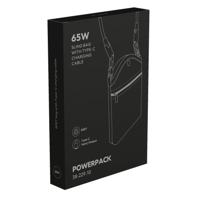 POWERPACK, torbica sa type-c kablom za punjenje i prenos podataka, crna