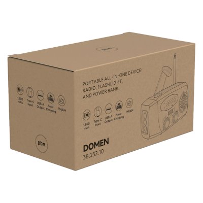 DOMEN, radio, lampa i power bank, crni