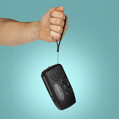DOMEN, radio, lampa i power bank, crni