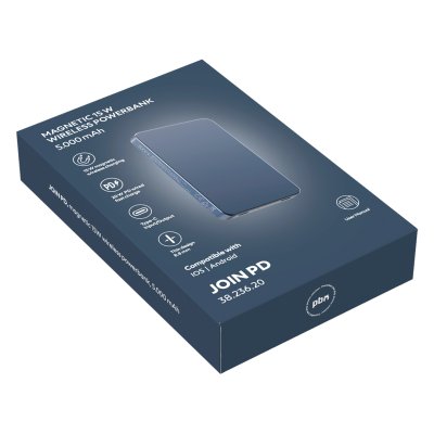 JOIN PD, pomoćna baterija sa magnetom 5.000 mah, bežično punjenje, 15 w, plavi