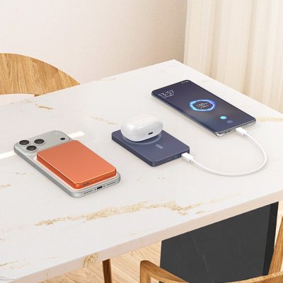 JOIN PD, pomoćna baterija sa magnetom 5.000 mah, bežično punjenje, 15 w, narandžasti