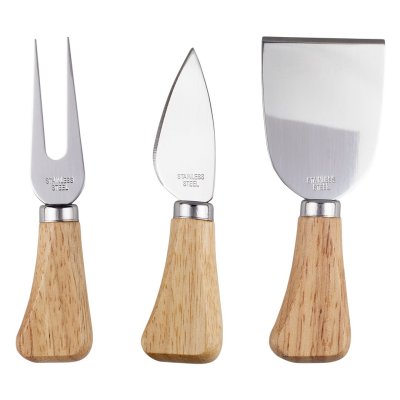 SLATE, set kamena ploča i pribor za sir sa drvenom drškom, 4/1, bež