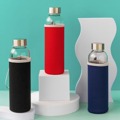 PRIMAVERA, boca za vodu sa neopren navlakom, 500 ml, crna