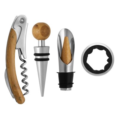 BRUNELLO, vinski set u drvenoj kutiji, 4/1, bež