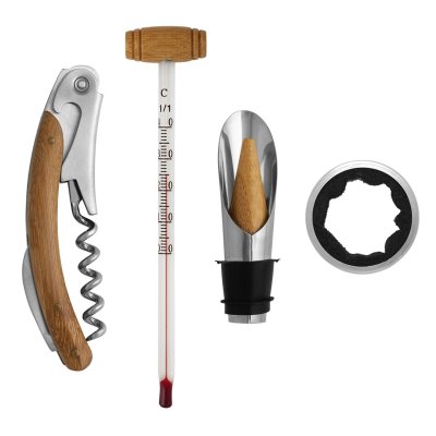 MERLOT, vinski set u drvenoj kutiji, 4/1, bež