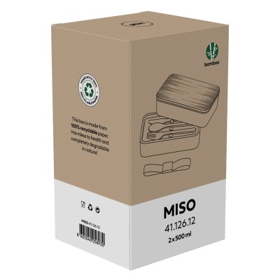 MISO, posuda za hranu sa priborom, 2 x 500 ml, siva