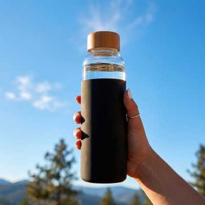 ADA, boca za vodu sa silikonskom navlakom, 500 ml, crna