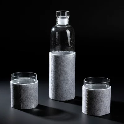 SAKURA, flaša za vodu sa dve čaše u poklon kutiji, transparentni