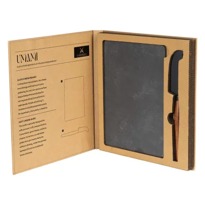 Set kamena ploča i nož za sir sa drvenom drškom, 2/1 UMAMI