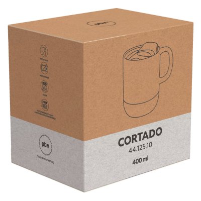 CORTADO, keramička šolja sa dnom od plute, 400 ml, crna