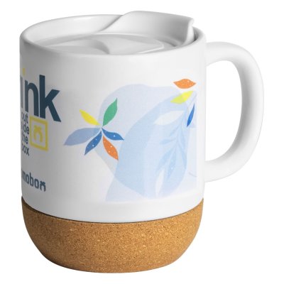 CORTADO SUBLI, keramička šolja za sublimaciju sa dnom od plute, 400 ml, bela