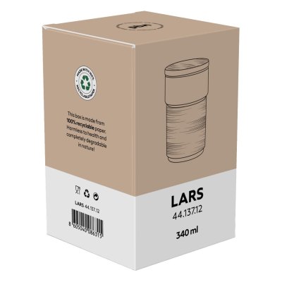 LARS, keramička šolja sa poklopcem i držačem od bambusa, 340 ml, siva