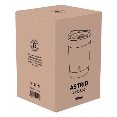 ASTRID, termos šolja sa dnom od bambusa, 300 ml, srebrna