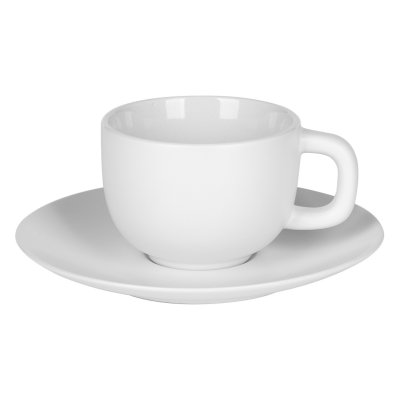 TOTEM, keramička šolja za cappuccino sa tacnom, 200 ml, bela