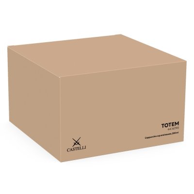 TOTEM, set od dve keramičke šolje za cappuccino sa tacnama, 2 x 200 ml, beli