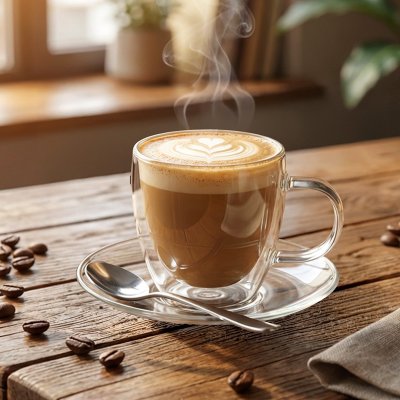 PIGNA MINI, set od dve staklene šolje sa tacnama za espresso sa dvostrukim zidom, 2 x 100 ml, transparentni