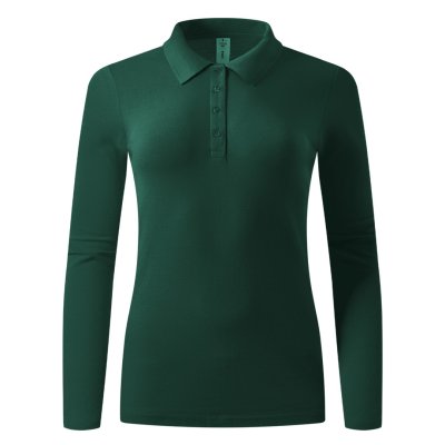 LINDA, ženska pamučna polo majica dugih rukava, 200 g/m2, zelena