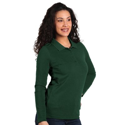 SUNNY LSL, ženska pamučna polo majica dugih rukava, 180 g/m2, tamno zelena