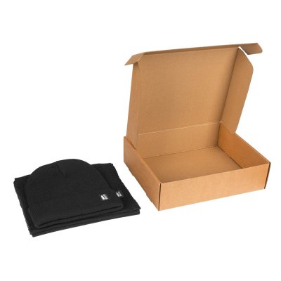 NORDIC SET, zimska kapa i šal, crni