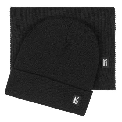 NORDIC SET, zimska kapa i šal, crni