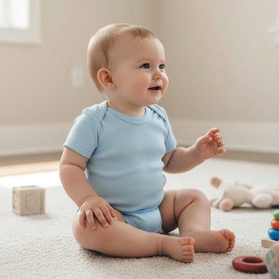 BAMBOLINO, bebi bodi, 180 g/m2, svetlo plavi